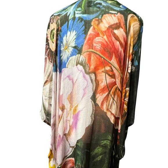 Signals Boho Tassel Hem 100% Modal Kimono Women One Size Large Scale Floral - Picture 8 of 12